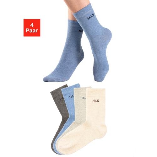 Socken H.I.S Gr. 39-42, blau (grau, jeans, beige, grau) Damen Socken ohne einschneidendes Bündchen