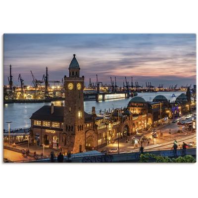 Wandbild ARTLAND "Landungsbrücken Hamburg", orange (farbe bild(er): orange), B:30cm H:20cm, Bilder, als Alubild, Outdoorbild, Leinwandbild, Poster in verschied. Größen Image