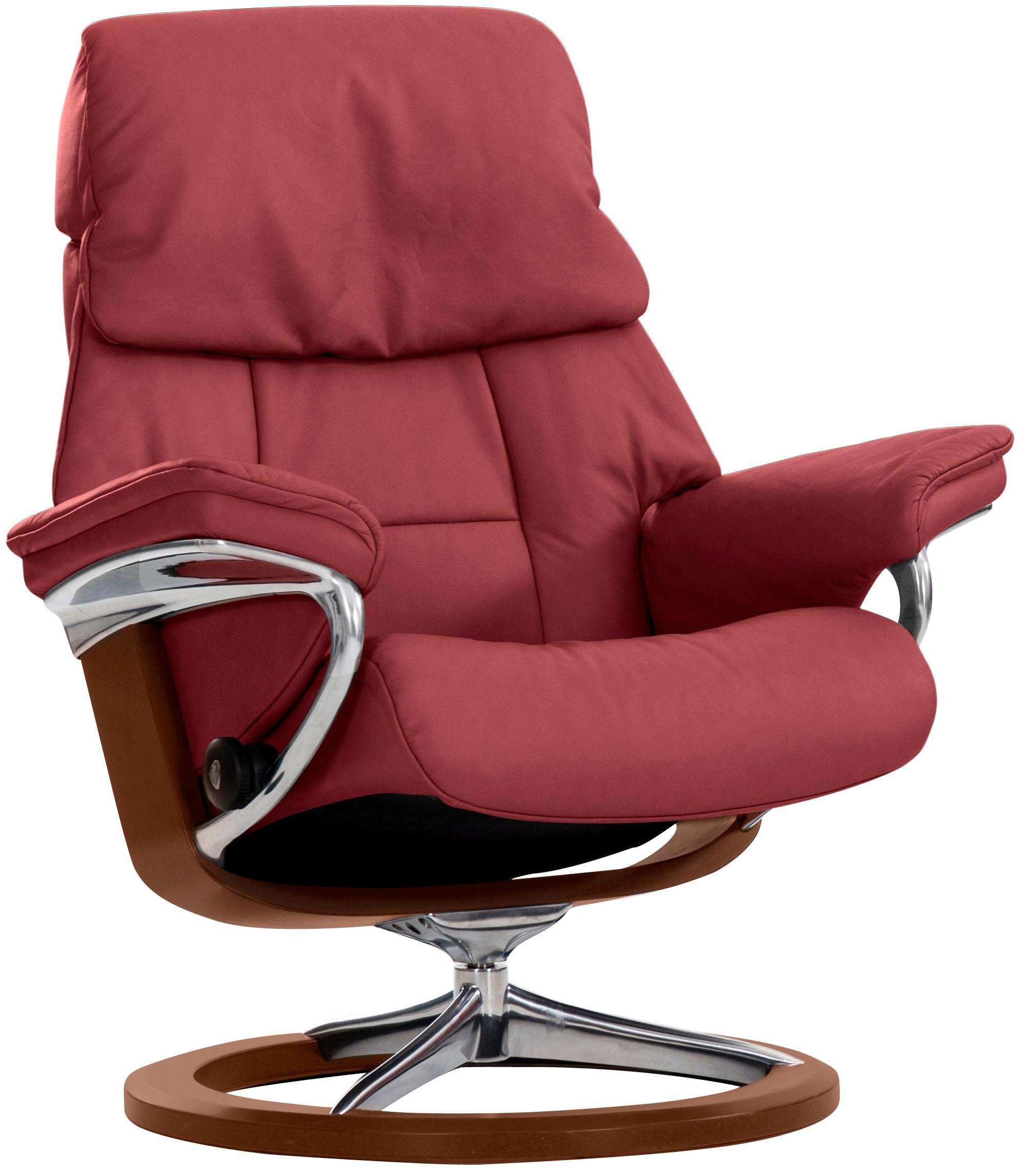 Relaxsessel STRESSLESS "Ruby", rot (cherry paloma), B:76cm H:100cm T:75cm, Leder PALOMA: durchgefärbtes Semianilin-Möbelleder;Leder BATICK: durchgefärbtes und genarbtes Möbelleder, Sessel, Relaxsessel, mit Signature Base, Größe S, Gestell Eiche,...