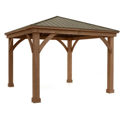 Holzpavillon WESTMANN "Devon 12x12", beige (natur), B/H/T: 366cm x 320cm x 366cm, Pavillons, BxT: 366x366 cm