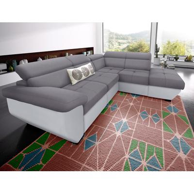 Ecksofa COTTA "Speedway L-Form", grau (grau, grau), B:262cm H:79cm T:102cm, Kunstleder SOFTLUX / Struktur (100% Polyester), Edles Flachgewebe (100% Polyester) / Feine Struktur (100% Polyester), Kunstleder SOFTLUX / Luxus-Microfaser (100% Polyester),... Image