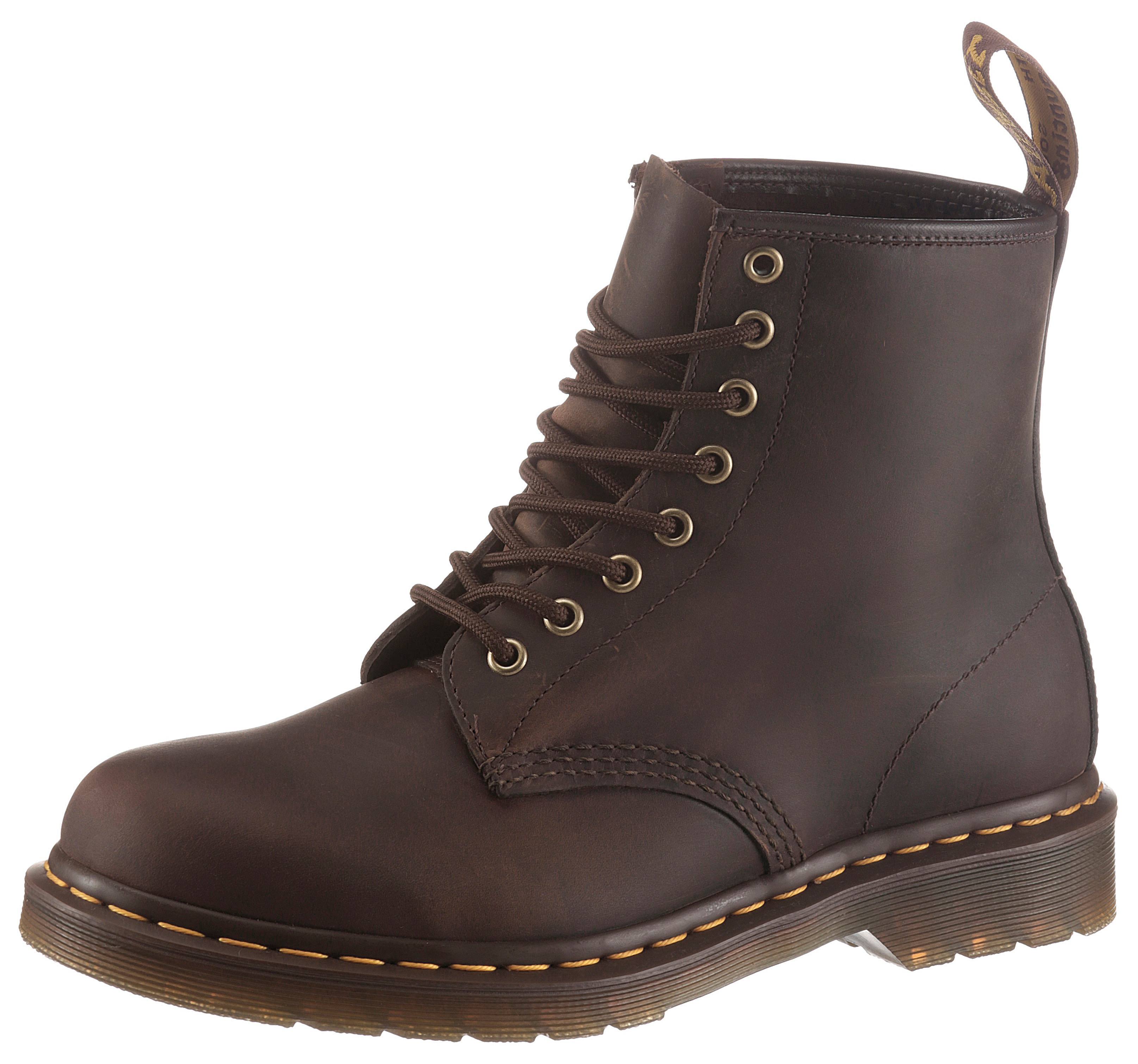 Schnürstiefel DR. MARTENS "8 Eyes Boot 1460 Crazy Horse", Herren, Gr. 42, braun (dunkelbraun), Leder, Schuhe Schnürstiefel, Boots, Stiefel mit Lederinnensohle - schmale Form