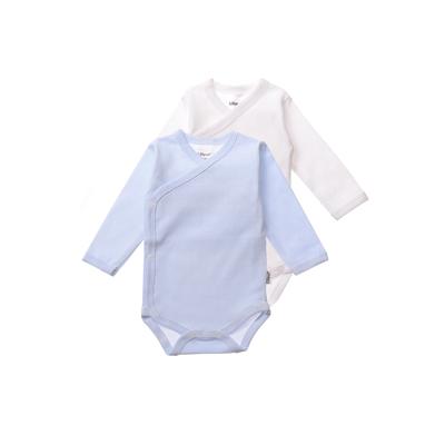 Body LILIPUT, Baby, Gr. 50/56, EURO-Größen, weiß (weiß, blau), 100% Baumwolle, gestreift, unifarben, kurz, Langarm, Bodies, mit praktischen Druckknöpfen Image