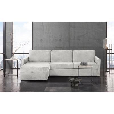 Schlafsofa PLACES OF STYLE "GOLDPOINT Ecksofa 264 cm, Liegefläche (140/200cm), L-Form", silber, B:264cm H:85cm T:157cm, Stuktur weich (100% Polyester), Luxus-Microfaser (100% Polyester), Sofas, Bettfunktion, Bonell-Federkernmatratze und... Image