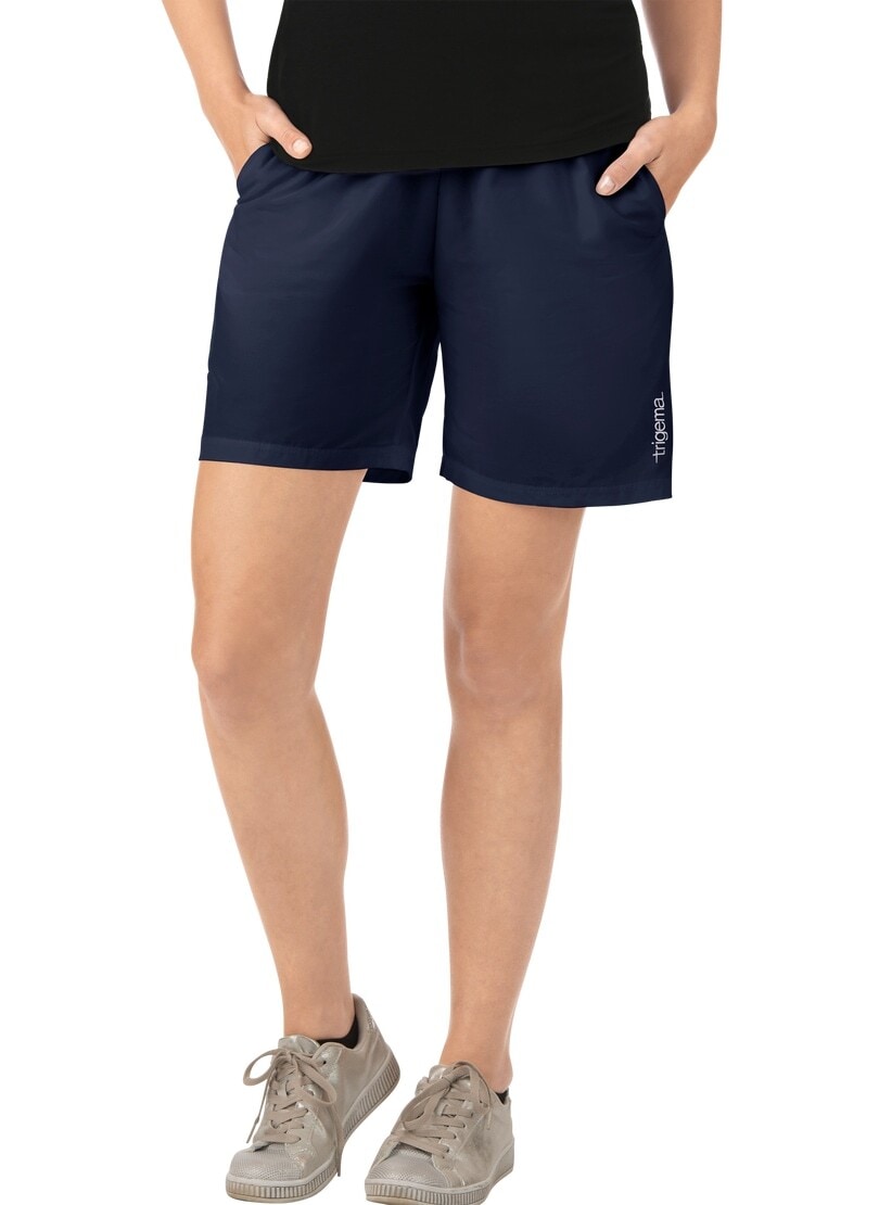 Jerseyhose TRIGEMA "TRIGEMA Sport-Shorts mit Innenslip aus Netz", Damen, Gr. XS, US-Größen, blau (navy), 74% Nylon, 26% Elasthan, Hosen Jerseyhose
