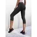 Caprileggings LASCANA ACTIVE, Damen, Gr. XL (48/50), N-Gr, schwarz, Jersey, Obermaterial: 95% Baumwolle, 5% Elasthan, unifarben, Basic, figurbetont kniebedeckend, Hosen, mit breitem Komfortbund, Topseller
