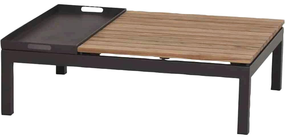 Gartentisch SIENA GARDEN "Alvida", grau (natur, anthrazit, anthrazit, natur), H:30cm T:74cm, Tische, 74x74x30 cm, Teakholz