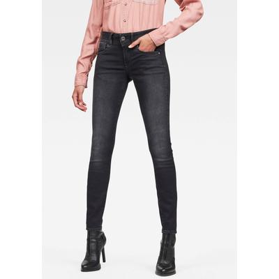 Skinny-fit-Jeans G-STAR "Mid Waist Skinny", Damen, Gr. 34, Länge 32, grau (dusty grau, elto nero schwarz superstretch), Denim/Jeans, Obermaterial: 92% Baumwolle, 7% Polyester, 1% Elasthan, modisch, skinny fit lang, Jeans, mit Elasthan-Anteil Image
