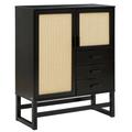 Highboard HOME AFFAIRE Sideboards Gr. B/H/T: 90 cm x 110 cm x 38 cm, 3, schwarz (schwarz, natur) Highboards