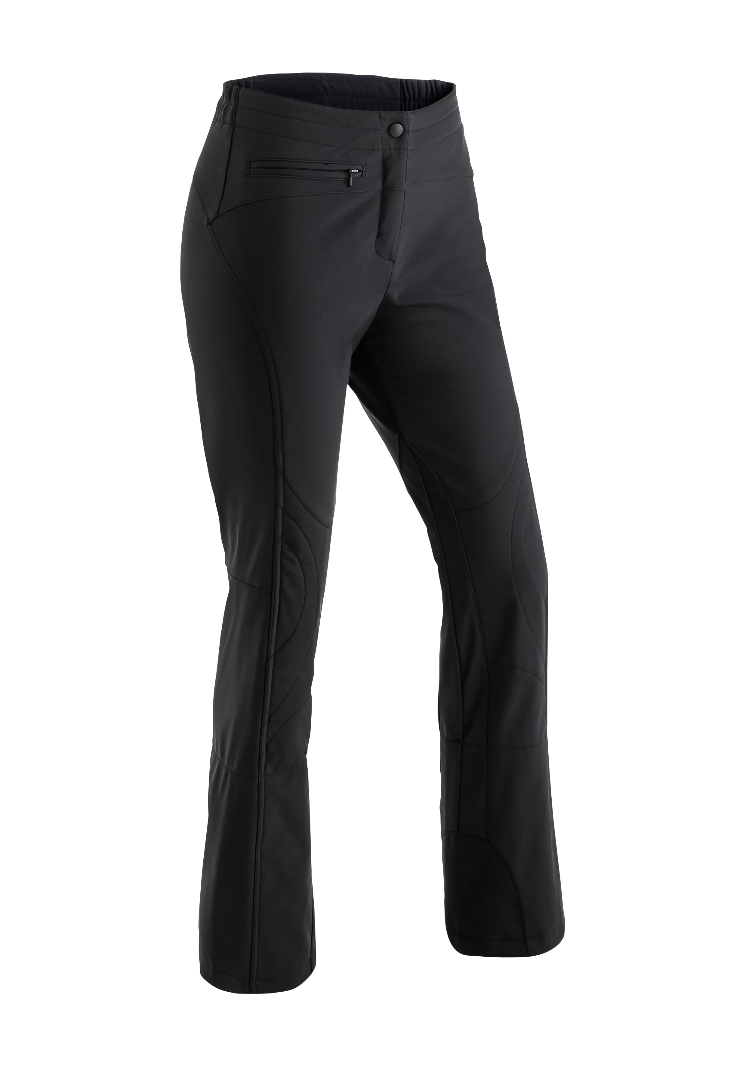 Skihose MAIER SPORTS "Marie", Damen, Gr. 34, Normalgrößen, schwarz, Vorderseite: 92% Polyester, 8% Elasthan / Rückseite: 100% Polyester, Hosen, Damen Softshell-Schneehose, atmungsaktiv und winddicht, Slim Fit Image