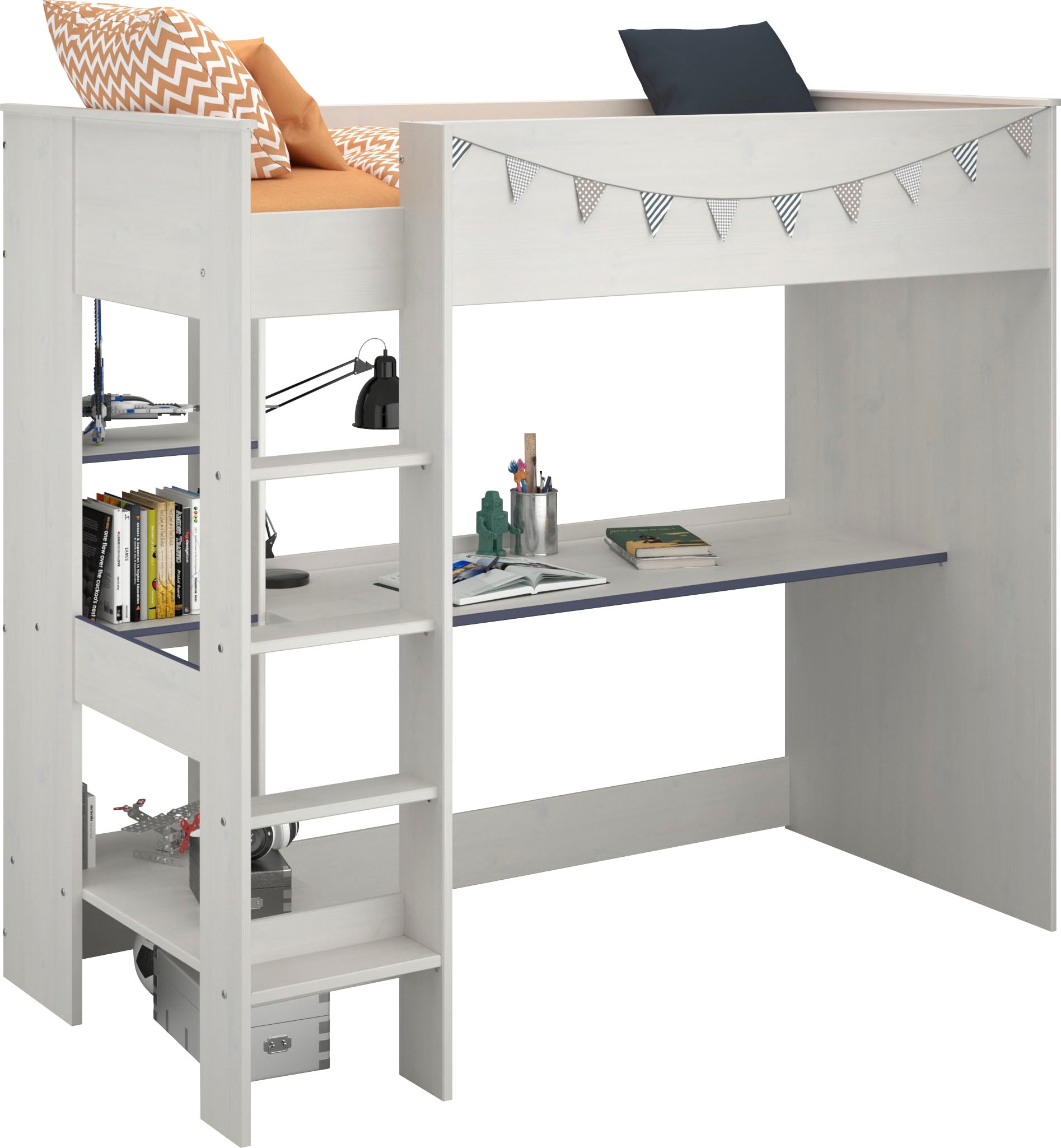 Hochbett PARISOT "Smoozy", weiß, Liegefläche B/L: 90cm x 200cm, kein Härtegrad, kein Härtegrad, Hochbetten, Hochbett