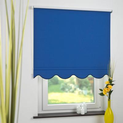 Seitenzugrollo LIEDECO Gr. 6, blau, B:112cm H:180cm, Polyester, Rollos, Volantrollo - Volant Klassik, Fixmaß Image
