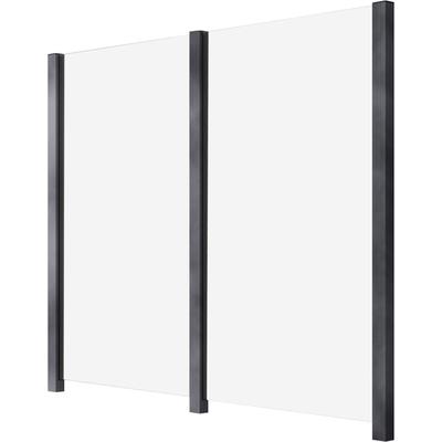 Zaun STAKET PRO, grau, Pfosten: 3 St., Aluminium, Glas, Zaunelemente, Glaszaun, Gesamtlänge: 2,29 m, 3 Pfosten