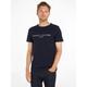 T-Shirt TOMMY HILFIGER "TOMMY FLAG HILFIGER TEE", Herren, Gr. L (52), weiß (sky captain), Single Jersey, Obermaterial: 100% Baumwolle, casual, normal, Rundhals, Kurzarm, Shirts