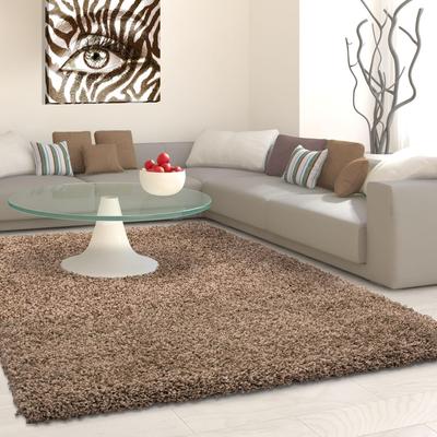 Hochflor-Teppich AYYILDIZ TEPPICHE "Life Shaggy 1500" Gr. 8, braun (mokka), B:300cm H:30mm L:400cm, Kunstfaser, Teppiche