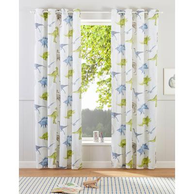 Gardine LÜTTENHÜTT "DINO" Gr. 2, bunt (natur, bunt), B:135cm H:175cm, Polyester, Baumwolle, Recyceltes Material, Gardinen, Kindergardine, einseitig mit Dinosauriern bedruckt Image