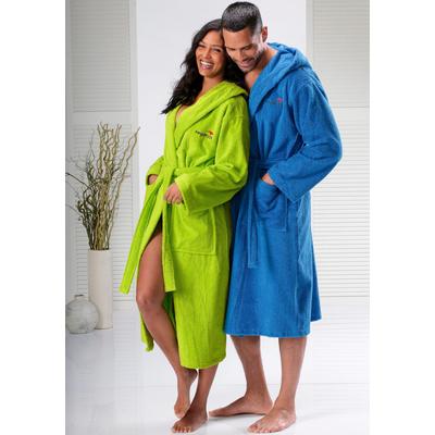Unisex-Bademantel KANGAROOS "Cassidy, für Damen & Herren, Standardlänge & Überlänge" Gr. M, grün, L:120cm in Gr. M, Walkfrottee, Hausmäntel, mit Taschen, Männer und Frauen, Baumwolle, Reise, Hotel, Sauna, S-3XL Image