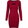 Shirtkleid URBAN CLASSICS "Urban Classics Damen Ladies Cut Out Dress", Damen, Gr. XL, US-Größen, rot (burgundy), 35% Viskose, 35% Polyacryl, 30% Polyamid, unifarben, klassisch, slim fit, U-Boot-Ausschnitt, Langarm, Kleider