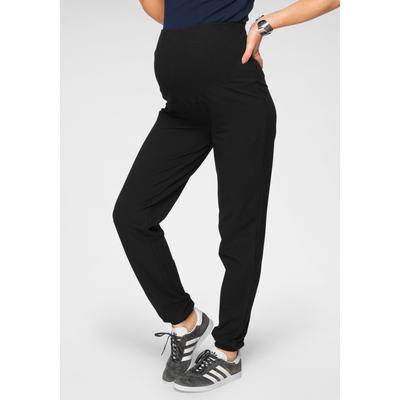 Umstandssweathose NEUN MONATE "Sweatshose mit Bund", Damen, Gr. 44/46, N-Gr, schwarz, Sweatware, Obermaterial: 95% Baumwolle, 5% Elasthan, unifarben, Basic, lässig geschnitten lang, Hosen, mit breitem Rippenbündchen Image