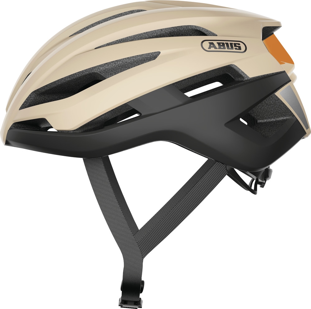 Rennradhelm ABUS "STORMCHASER" Gr. S, weiß (beige schwarz), Helme, S Kopfumfang: 51cm - 55cm Image