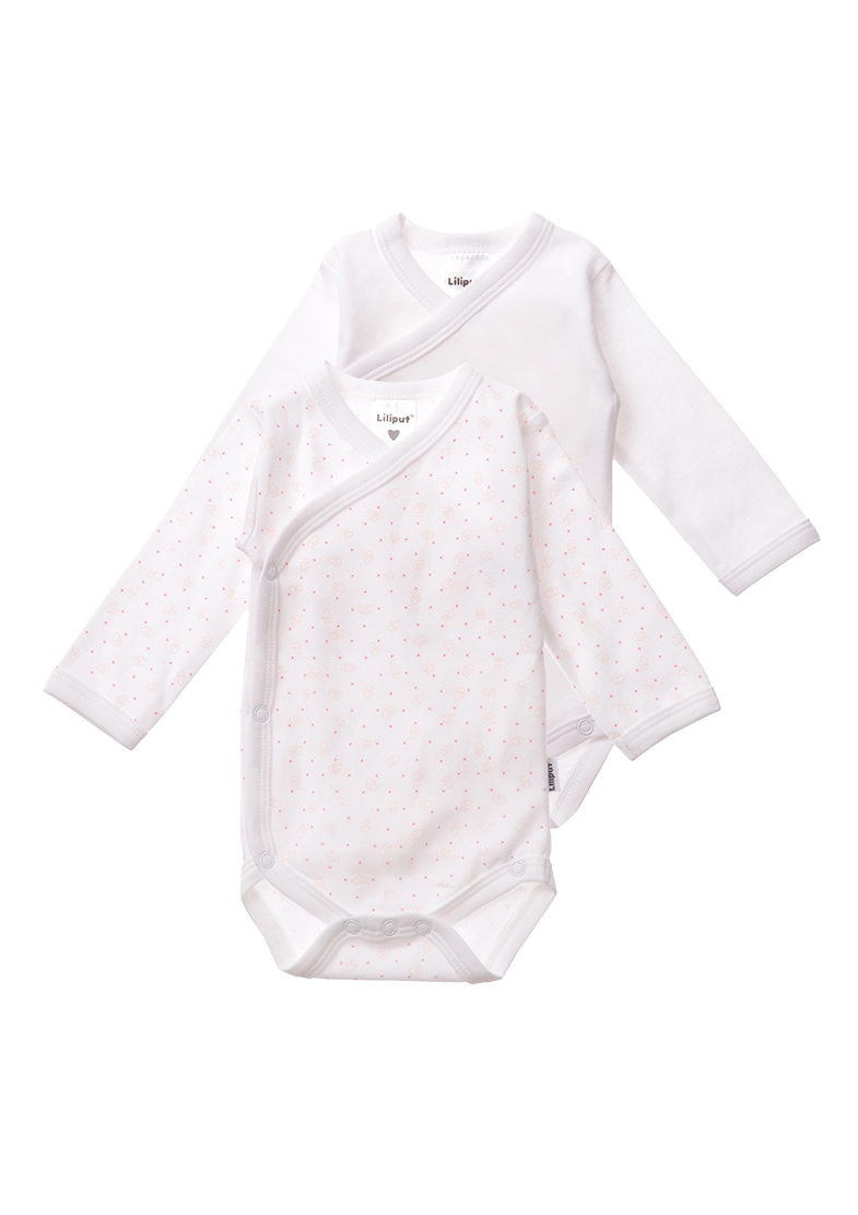 Body LILIPUT, Jungen, Gr. 44, EURO-Größen, rosa (weiß, rosa), 100% Baumwolle, bedruckt, unifarben, kurz, Bodys Body, mit praktischer Druckknopfleiste
