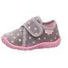 Hausschuh SUPERFIT "SPOTTY WMS: Mittel", Kinder, Gr. 21, rosa (grau, rosa stern), Textil, metallic, klassisch, Schuhe, Klettschuh, Kindergarten Schuh mit Motiv, Größenschablone zum Download