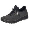 Sneaker RIEKER, Damen, Gr. 40, grau (grau, schwarz), Nubuklederimitat, Textil, sportlich, Schuhe Sneaker, Schnürschuh, Halbschuh, Slipper mit Kontrastnaht