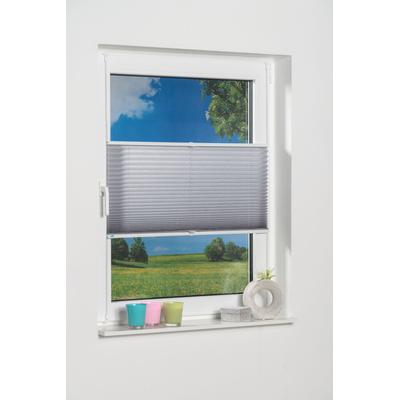 Plissee K-HOME "Klemmfix Pisa" Gr. 25, grau (silbergrau), B:95cm H:130cm, Obermaterial: 100% Polyester, Plissees, Crushed-Optik Image