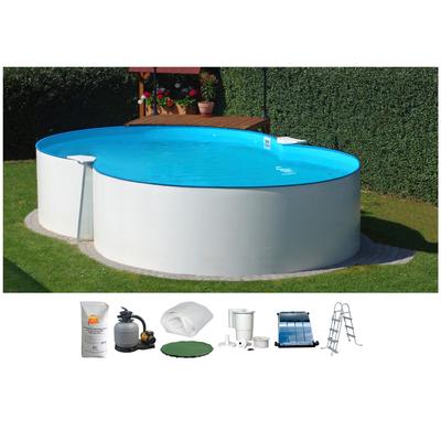 Achtformpool CLEAR POOL, weiß, B:350cm H:120cm L:540cm, Schwimmbecken, 540x350x120 cm inkl. Solarset