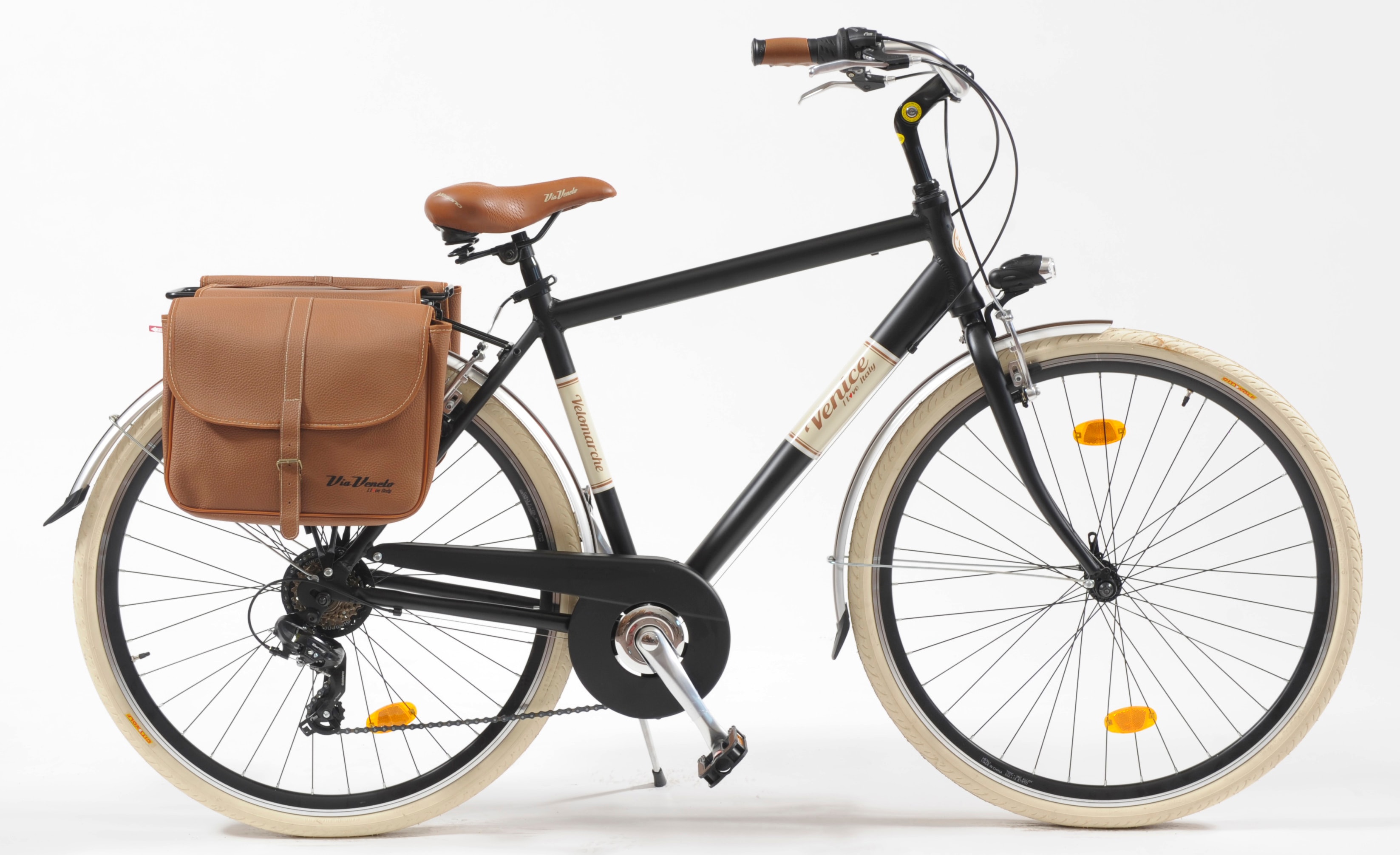 Cityrad "Citybike 615 Alu Man" Gr. 54, schwarz (schwarz, schwarz), VENICE - I LOVE ITALY, Fahrräder, 54cm, 28 Zoll (71,12cm), für Herren, Kettenschaltung Image