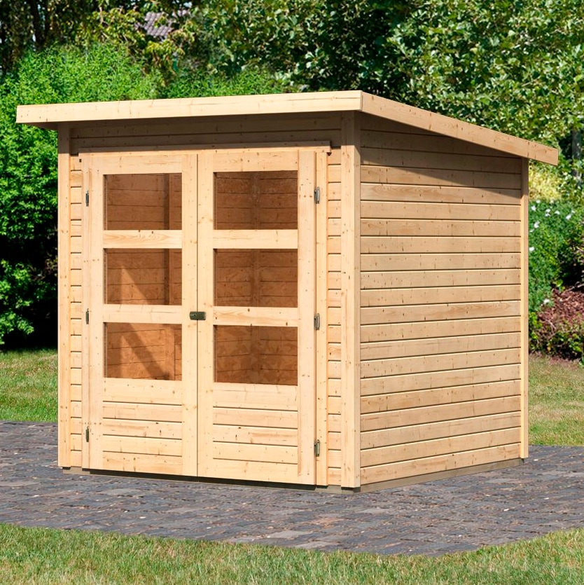 Gartenhaus KARIBU "Stockach 2", beige (naturbelassen), ohne Fußboden, ohne Dacheindeckung, Holzwerkstoff, Gartenhäuser, anthrazit, naturbelassen oder terragrau Image