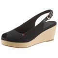 Sandalette TOMMY HILFIGER "ICONIC ELBA SLING BACK WEDGE" Gr. 36, schwarz Damen Schuhe Sandaletten