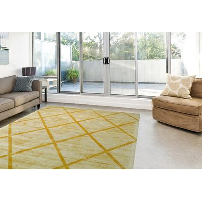 Teppich KAYOOM "Luxury 210" Gr. 3, gelb, B:120cm H:13mm L:170cm, Viskose, Teppiche, Kurzflor, handweb, Hoch Tief Struktur, Wohnzimmer Image