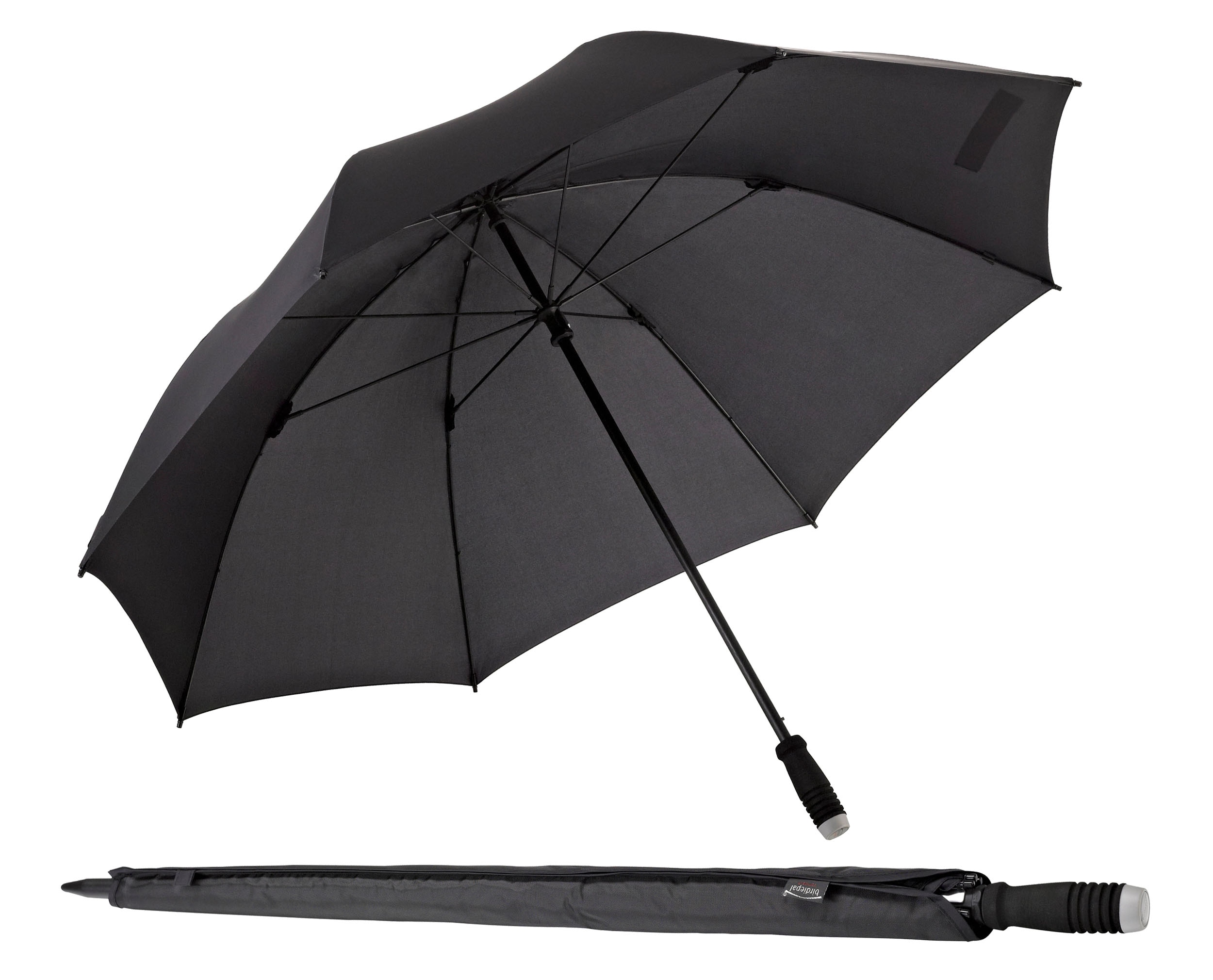 Partnerschirm EUROSCHIRM "birdiepal compact", Damen, schwarz, Bezug: 100% Polyamid, uni, Regenschirme, Regenschirm für Zwei, mit extra großem Dach