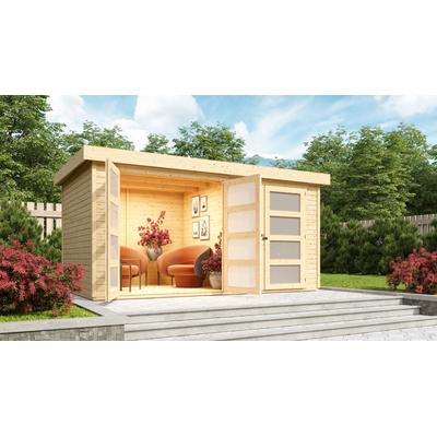 Gartenhaus KARIBU "Mühlentrup 2", beige (naturbelassen), ohne Fußboden, ohne Dacheindeckung, Holzwerkstoff, Gartenhäuser Image