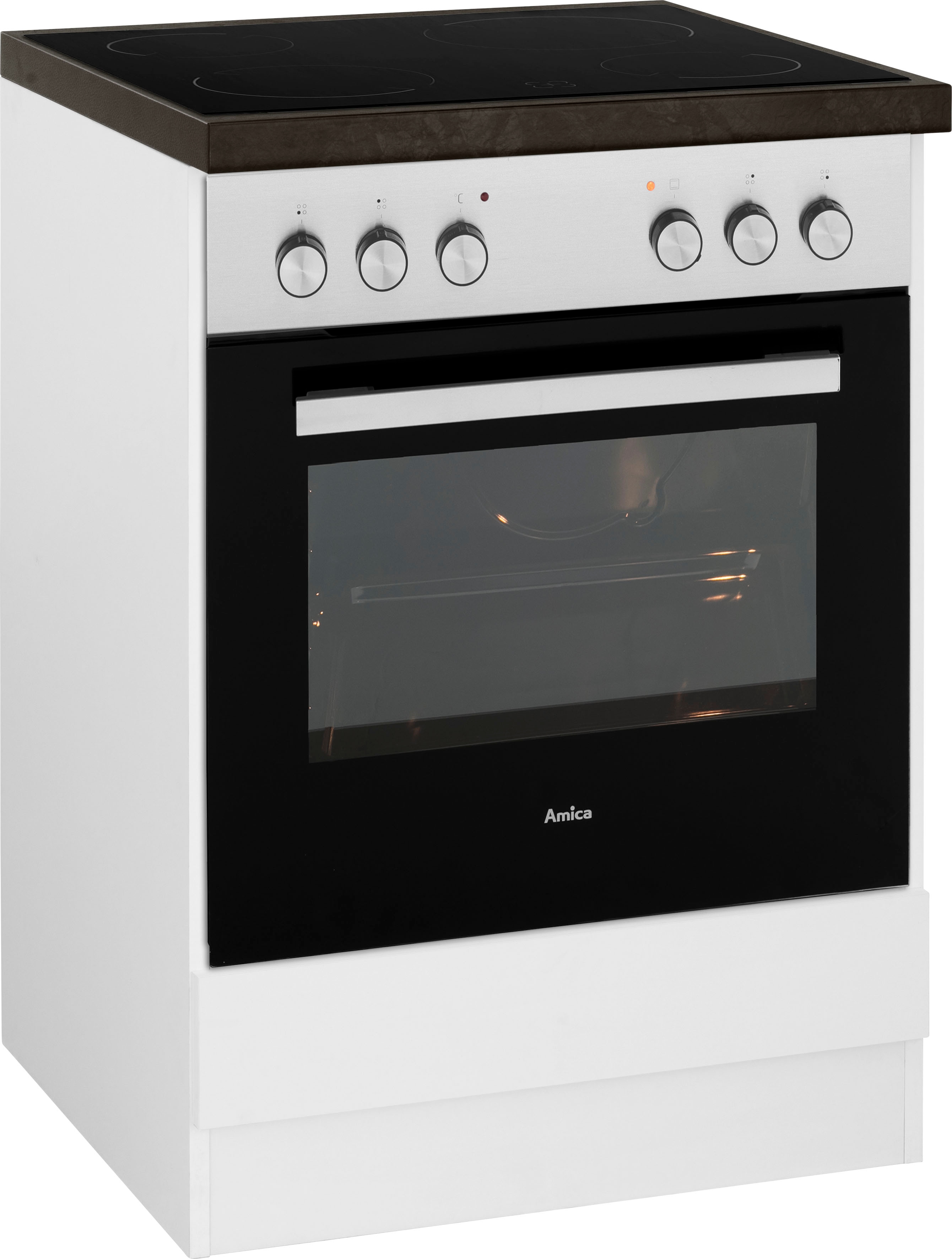 Herdumbauschrank WIHO KÜCHEN "Unna", weiß (front und korpus: weiß, arbeitsplatte: granit schwarz), B:60cm H:85cm T:60cm, Schränke, Herdumbauschrank, 60 cm breit