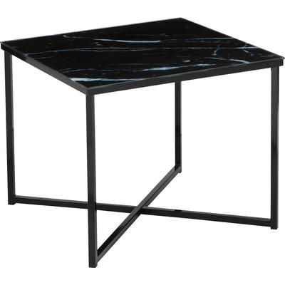 Beistelltisch SALESFEVER, schwarz (schwarz, schwarz, schwarz, schwarz), B:50cm H:42cm T:50cm, Tische, Tischplatte in Marmoroptik Image