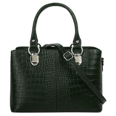 Umhängetasche CLUTY, Damen, Gr. B/H/T: 24cm x 16cm x 7cm onesize, grün (dunkelgrün), Leder, Taschen, echt Leder, Made in Italy Image