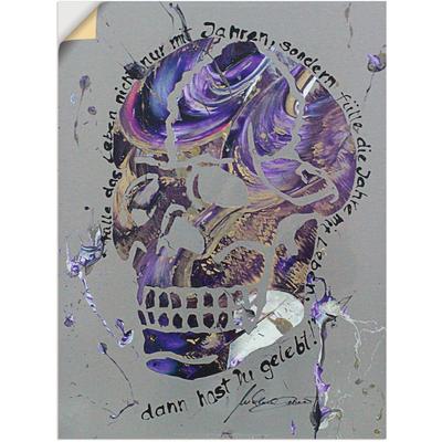 Wandbild ARTLAND "Totenkopf 3", lila (farbe bild(er): lila), B:45cm H:60cm T:0,1cm, Dekorfolie, Bilder, als Leinwandbild, Wandaufkleber in verschied. Größen Image