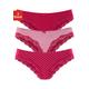 Brasilslip LASCANA Gr. 44/46, 3 St., rot (rot, gestreift, uni, gepunktet) Damen Unterhosen Brasil Slips