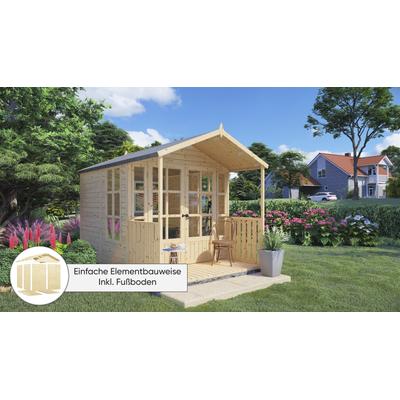 Gartenhaus BERTILO "Salisbury", beige (naturbelassen), Fußboden im Gartenhaus-Fußboden auf der Terrasse, ohne Dacheindeckung, Gartenhäuser, Inklusive Fussboden