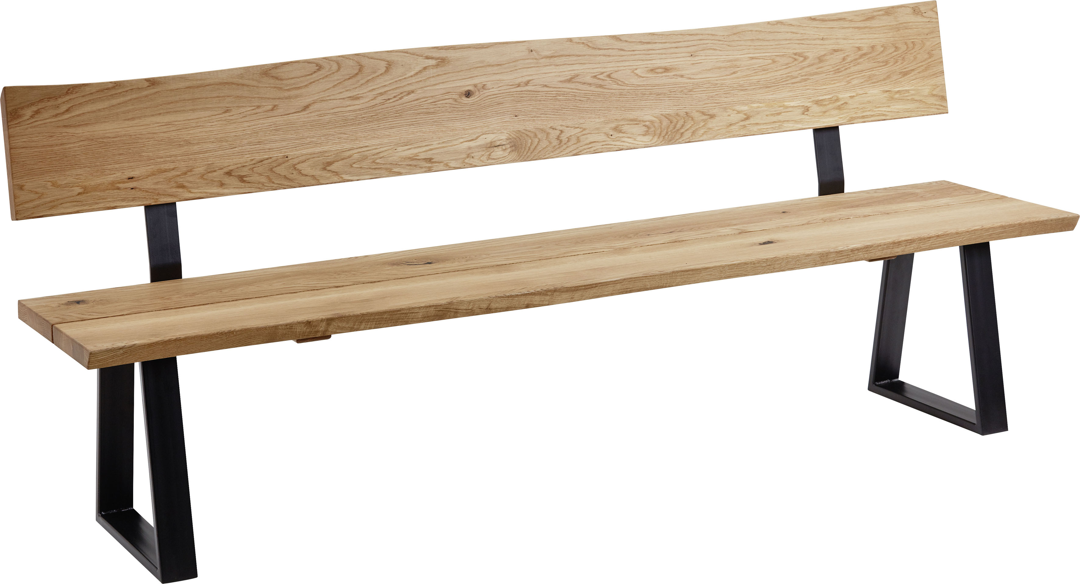 Sitzbank MASSIVLINE & MORE "Oviedo 4", braun (braun, metall pulverbeschichtet schwarz), B:200cm H:87cm T:54cm, Massivholz, Sitzbänke, Sitzbank, Massivholz