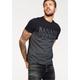 T-Shirt BRUNO BANANI, Herren, Gr. L (52/54), schwarz (schwarz, grau), Single Jersey, Obermaterial: 100% Baumwolle. Vorderteil: 60% Baumwolle, 40% Polyester, mehrfarbig, bedruckt, casual, schmal, Rundhals, Kurzarm, Shirts, kurzärmelig, schmal...
