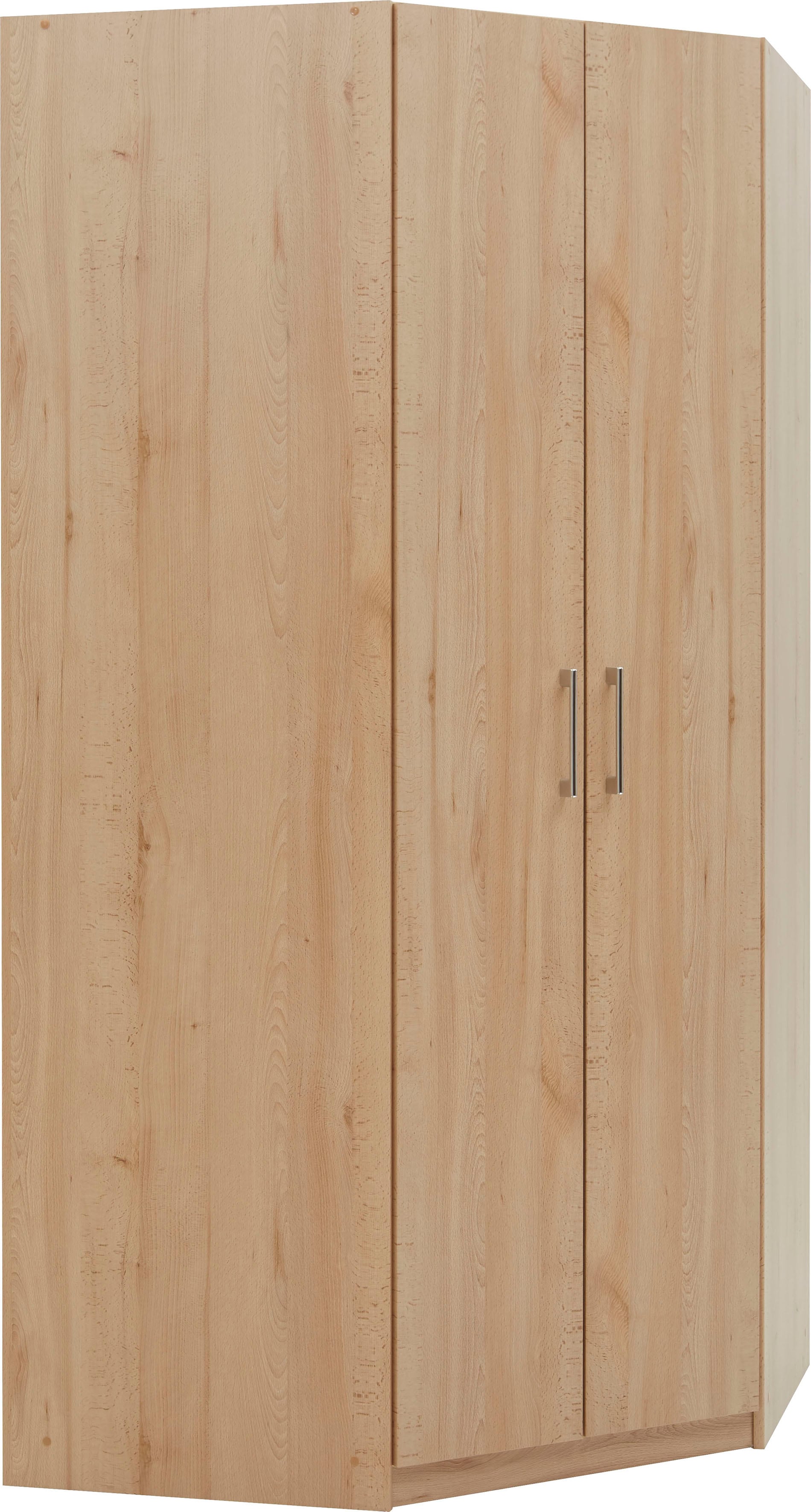 Eckkleiderschrank PRIESS "Lindau", braun (edelbuchefarben), B:135cm H:193cm T:54cm, Holzwerkstoff, Schränke, Eckkleiderschrank