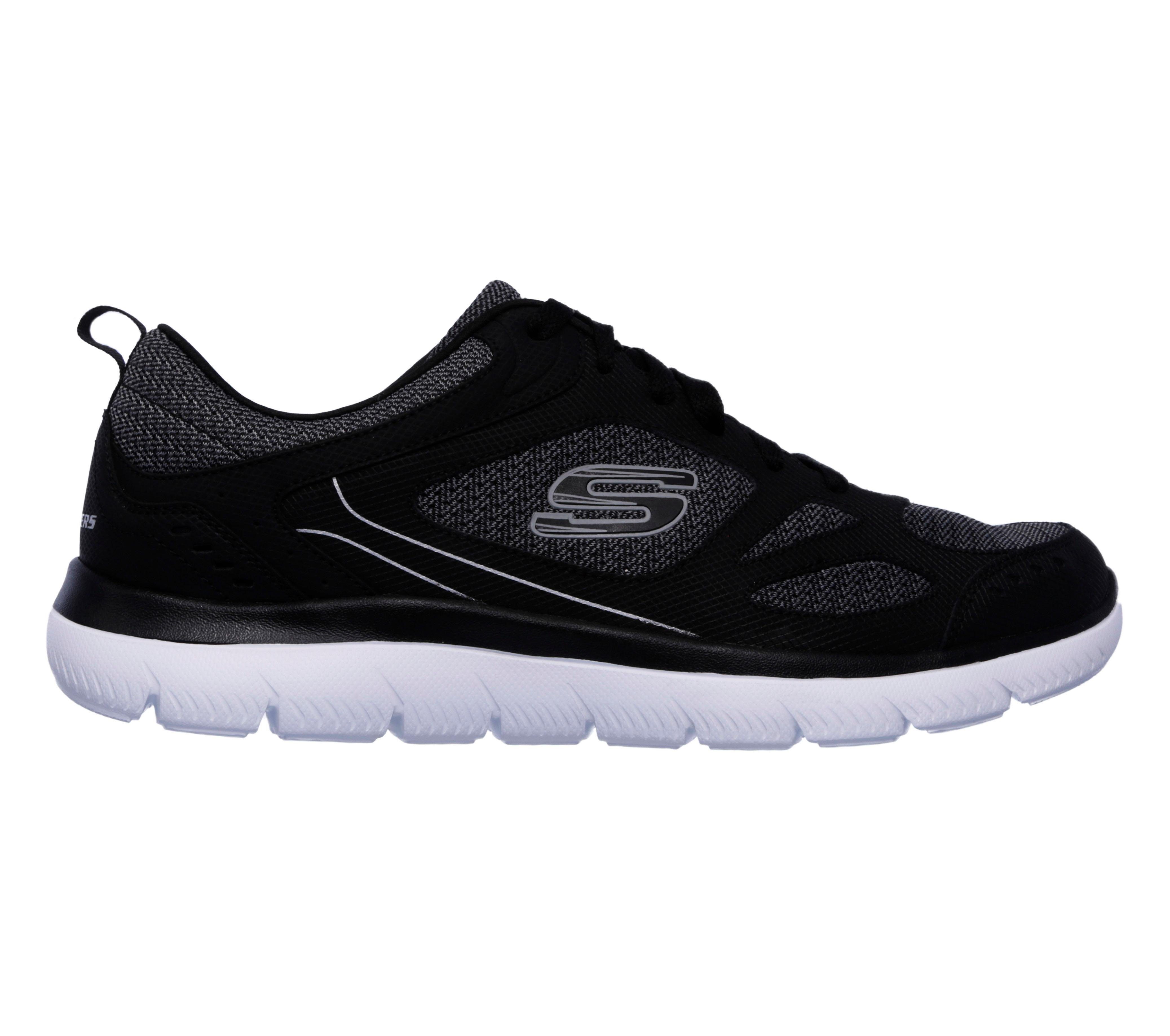 Sneaker SKECHERS "Summits-South Rim", Damen, Gr. 43, schwarz (schwarz, grau), Leder, Textil, Schuhe Sneaker, Freizeitschuh, Halbschuh, Schnürschuh im modernen Materialmix