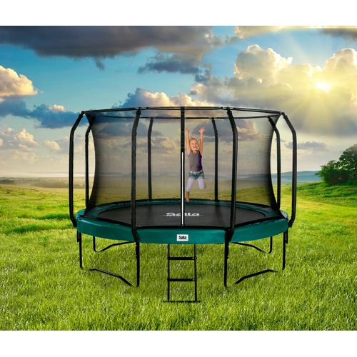 „Gartentrampolin SALTA „“First Class““ Trampoline Gr. Ø 305 cm, grün (schwarz, grün) Kinder Trampoline Schutzrand“
