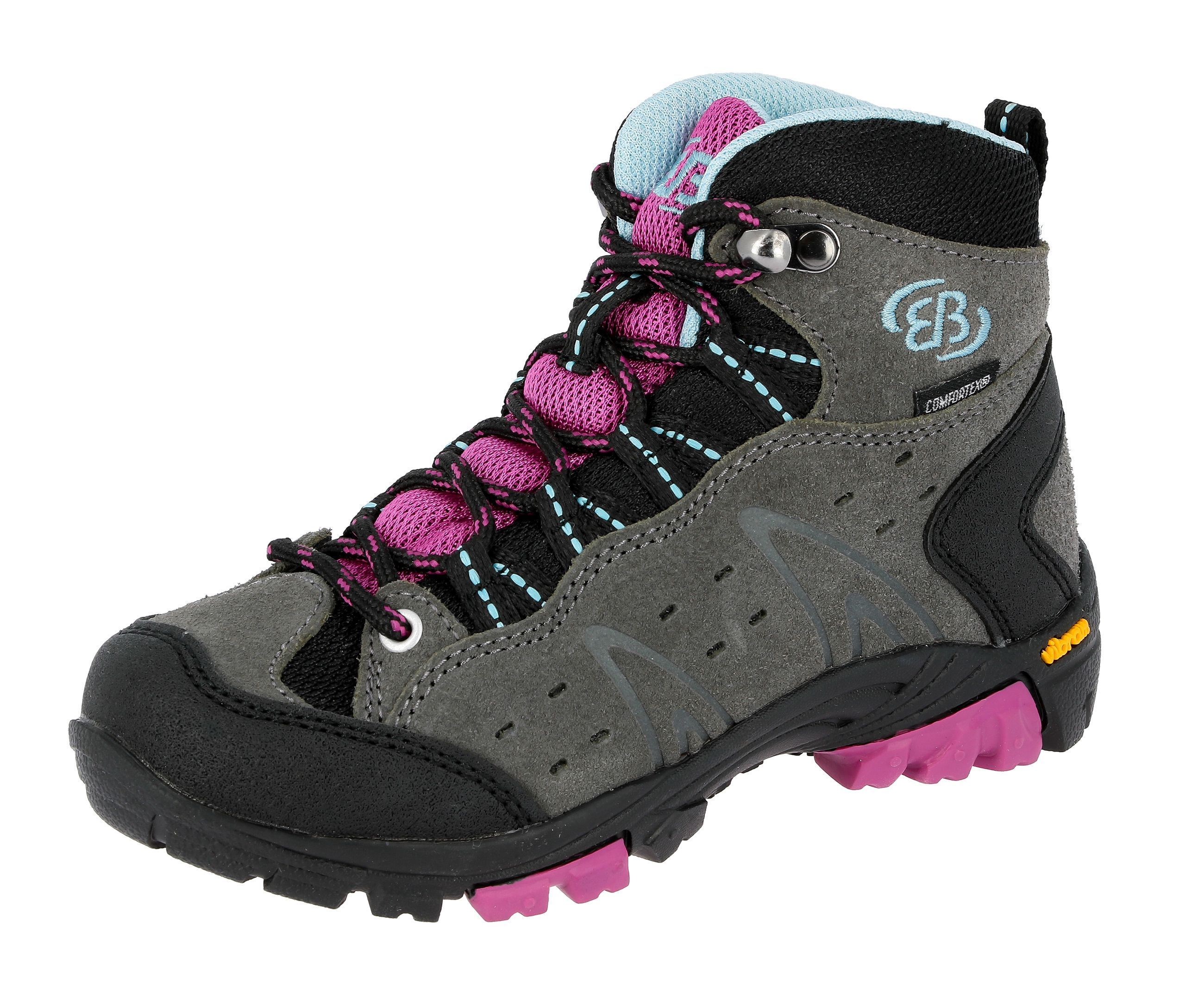 Wanderschuh BRÜTTING "Outdoorstiefel Mount Bona High Kids", Kinder, Gr. 34, grau, Veloursleder, Schuhe Wanderschuh