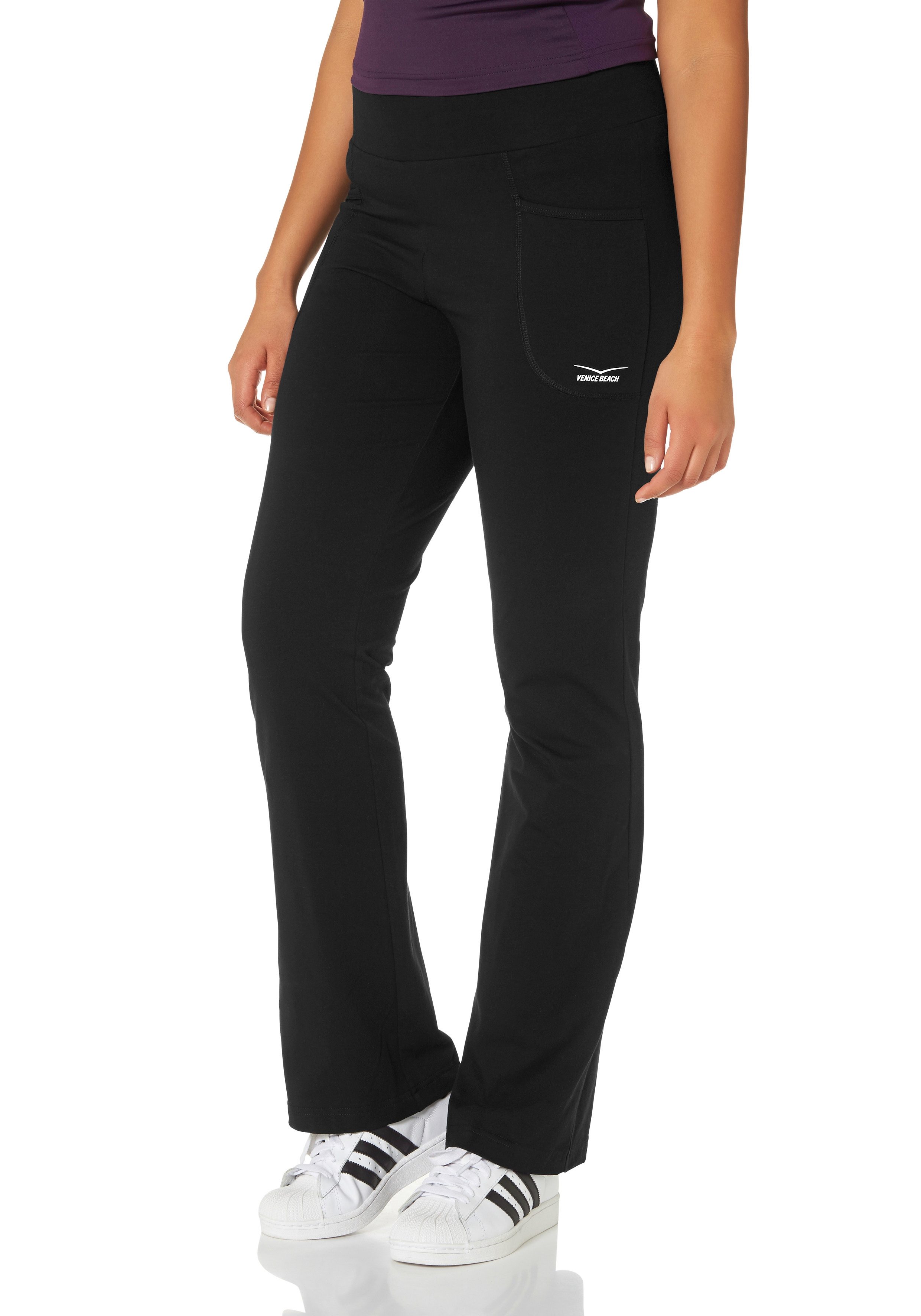Leggings VENICE BEACH, Damen, Gr. 112, K + L Gr, schwarz, Obermaterial: 95% Baumwolle, 5% Elasthan, unifarben, bequem lang, Hosen Funktionshose Tanzhose Outdoorbekleidung Hose Trainingshose Trekkinghose, Große Größen