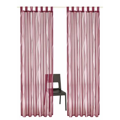 Gardine MY HOME "Dimona" Gr. 2, lila (beere), B:140cm H:175cm, Voile, Polyester, Gardinen, 2er-Set, Voile, Polyester, Wellen Image