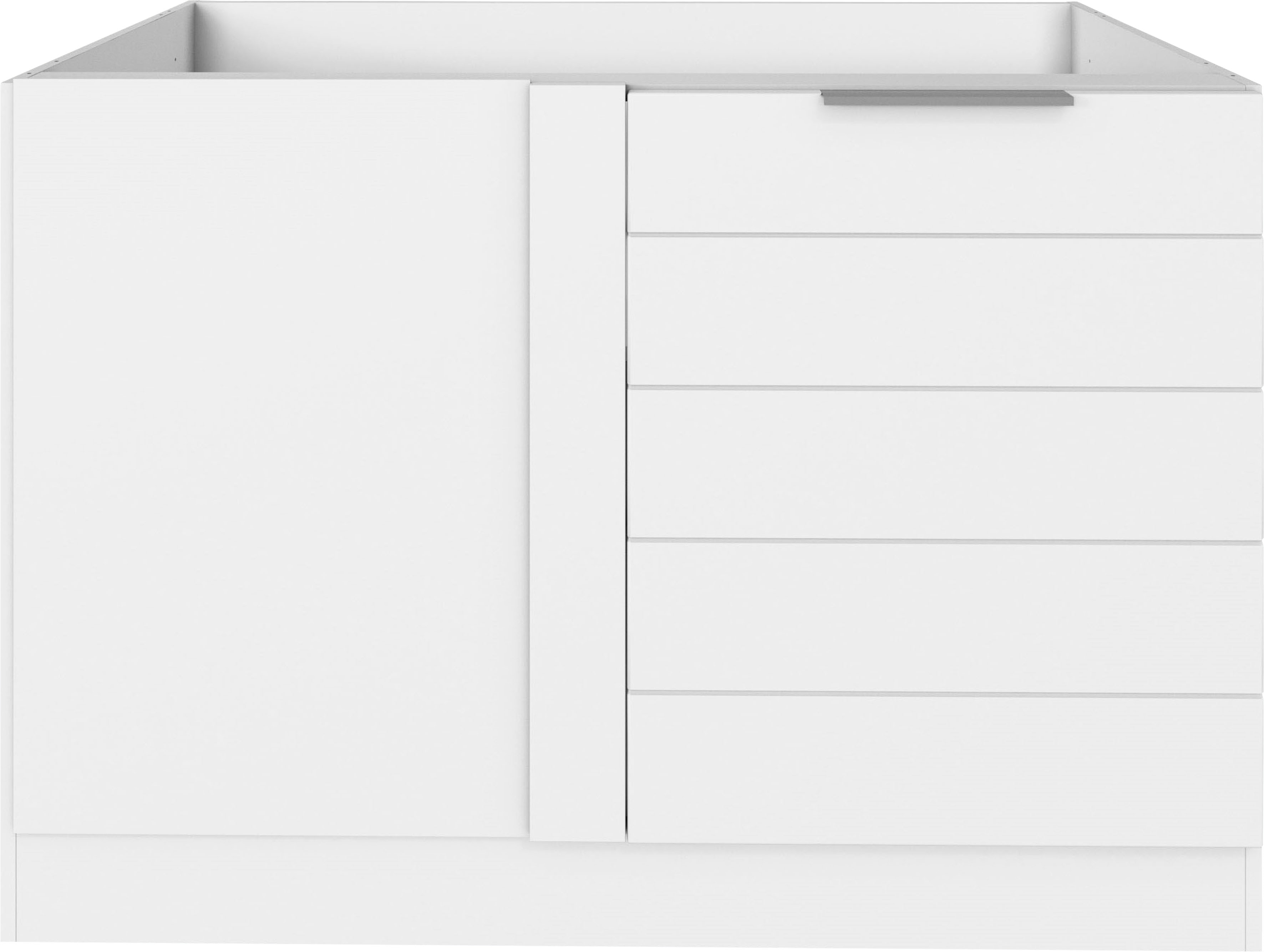 Eckunterschrank KOCHSTATION "KS-Luhe", weiß (weiß matt, weiß), B:120cm H:82cm T:60cm, MDF, Schränke, Küchenunterschrank Eckschrank, 120 cm breit, hochwertige MDF-Fronten mit waagerechter Lisene